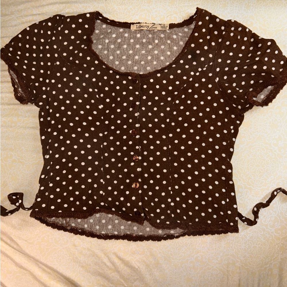 Brown Polka Dot Women's Top